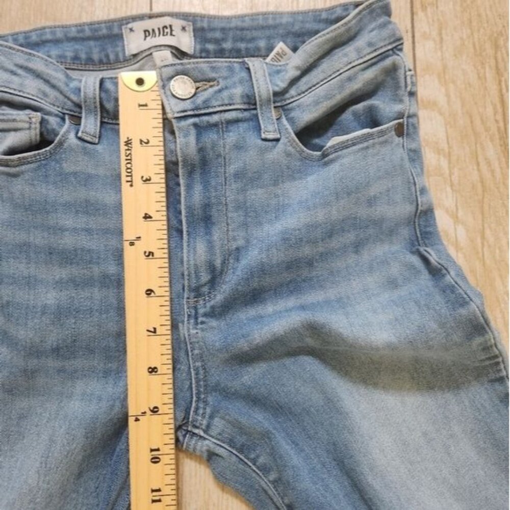 Paige Hoxton High-Rise Slim Raw Hem Jeans - Blue Size 28 - Picture 13 of 16